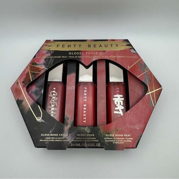 Fenty Gift Set Glossy Posse IV 3x Full Size .3oz Gloss Bomb Trio Heat Cream - Picture 7 of 12